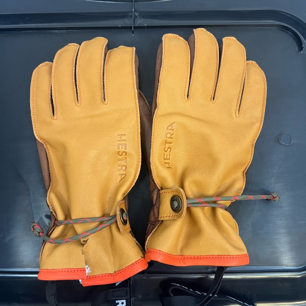 Hestra Wakayama Leather Wool Gloves Size 8 Brown Flawed